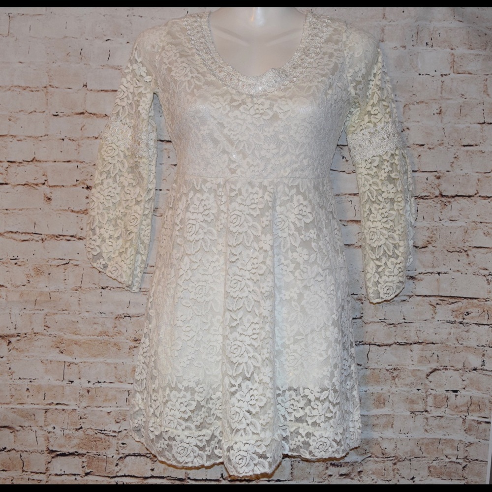 NWOT white lace mini dress